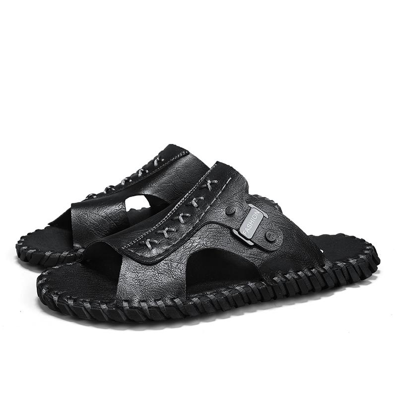 

Fashion Male Half Drag Quick Dry Slippers Outdoor Half Shoes Comfortable Men s Sandal Leisure Beach Shoes for Men Hand-stitching Flats 48 чёрный