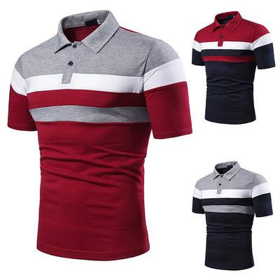 Men's Short Sleeved T-shirt Color Blocked Fashion Paired with Short Sleeved Comfortable Polo Shirt