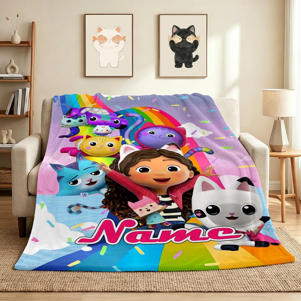 Custom Name Fairy Cat Dreams Flannel Blanket Throw Blanket Soft Warm Sofa Bed Home Decor Unique Gift