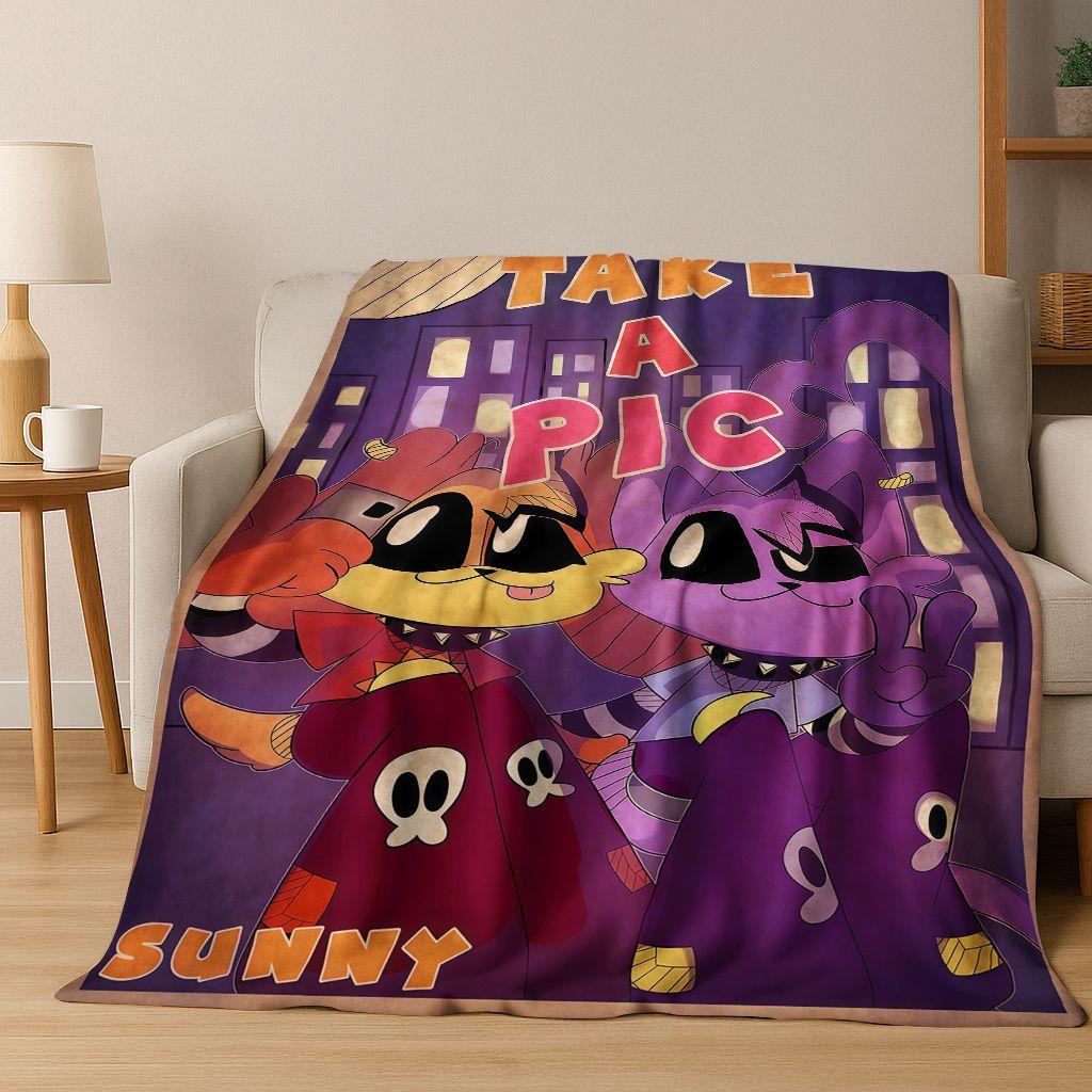 Cartoon S-Smiling C-Critters Craftycorn Catnap Art Flannel Blanket,Cozy Soft Throw Blanket for Home Bedroom Bed Sofa Cover Gift