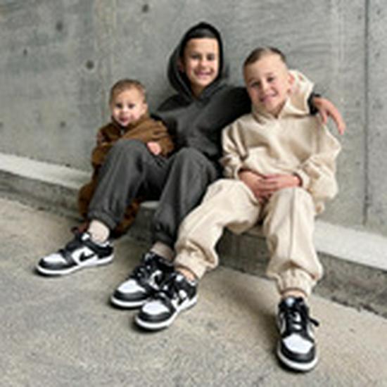 2026 Autumn/Winter European & American Boys' Solid Color Jacket Plus Velvet Hoodie & Long Pants Set (Middle & Big Kids)