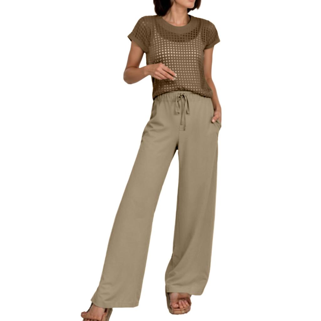 Ținută de vară pentru femei - Set pantaloni cu șnur și mânecă scurtă