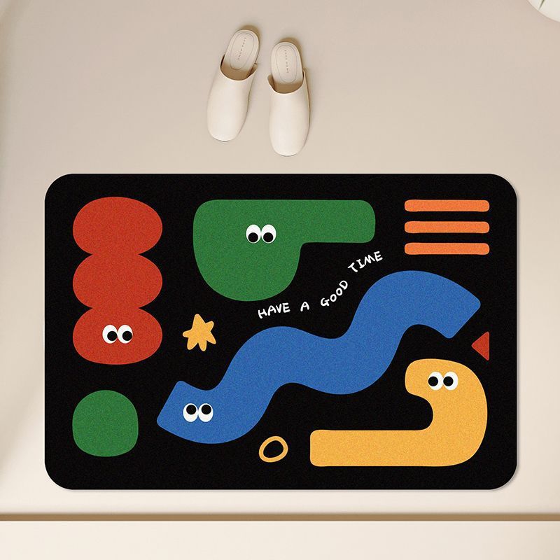 Cartoon Bathroom Floor Mat Water Absorption and Dirt Resistance Fun Bathroom Doorway Quick-drying Diatom Mud Floor Mat Toilet Anti-slip Mat