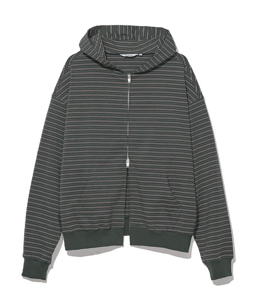 Partimento Multi-Stripe Zip-Up Hoodie Khaki Green