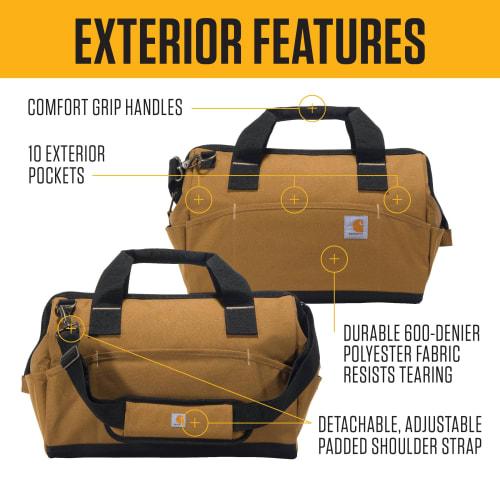Carhartt OnSite Tool Bag, Durable, Waterproof, Midweight Tool Storage Bag, 16-inch, 17 Pockets, Carhartt Brown, B0000516