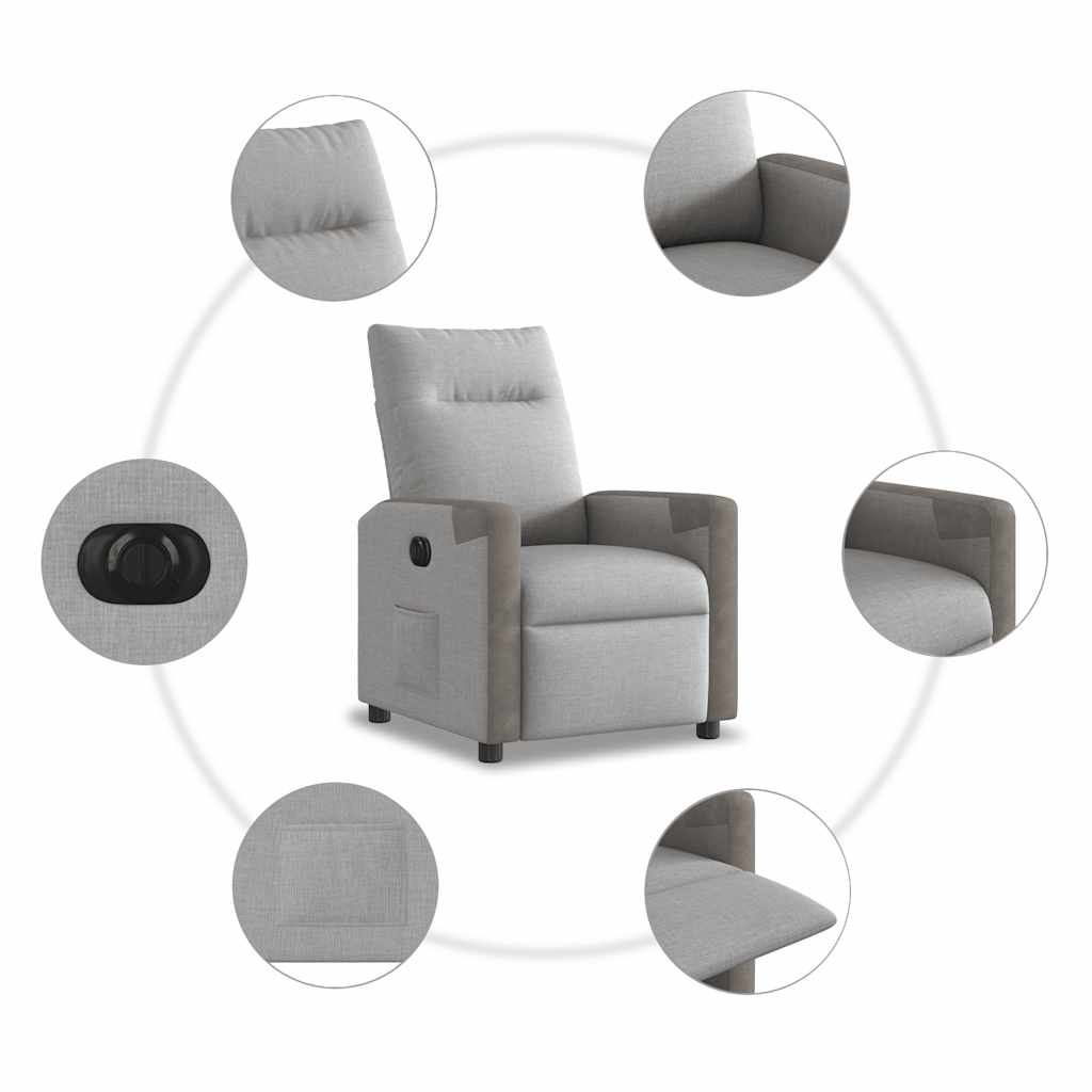 Electric Recliner Chair Cloud Gray Fabric