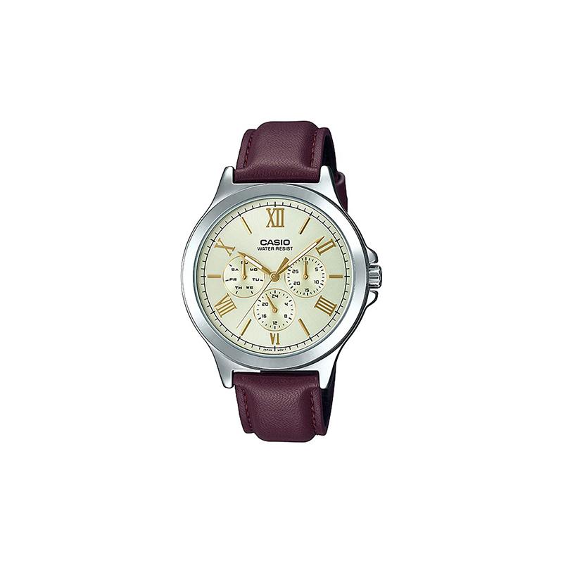 

Casio STANDARD series classic, simple, exquisite, fashionable, waterproof, quartz movement, leather strap, Japanese and Korean watch, MTP-V300L-9A золотой