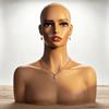 PVC Mannequin Bust Skin Toned Head with Shoulders Smooth Hairpiece for Photo Shoots