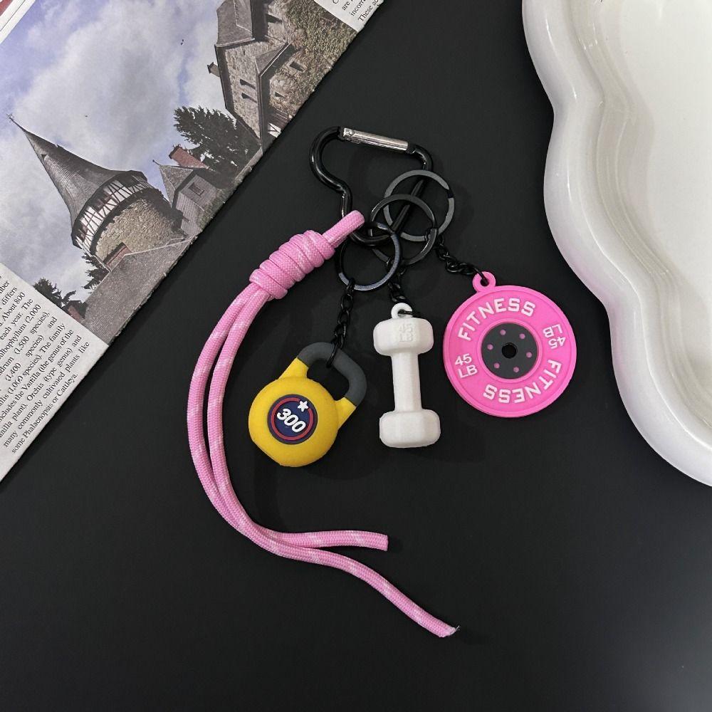 Mini Fitness Series Pendant Heart Buckle Simulation Dumbbells Keyring  Bodybuilder