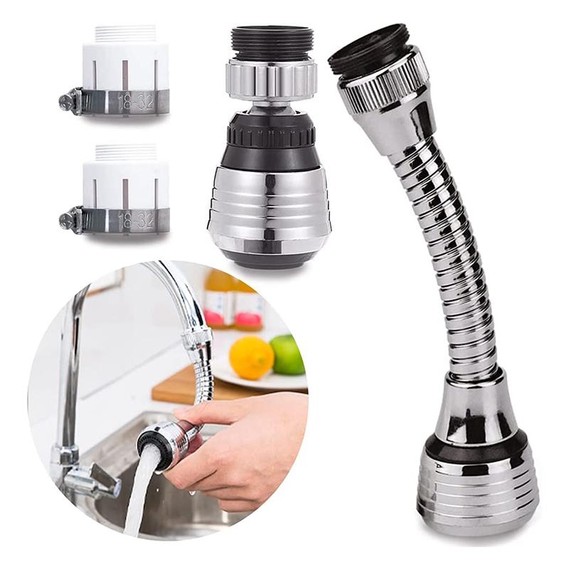 Swivel Faucet 360 Degree Removable Faucet Extension Tube Kitchen Bathroom Water Tap Filter Foam Sprayer Accessories