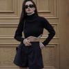 Maglione Casual Irregolare a Collo Alto da Donna per Autunno e Inverno