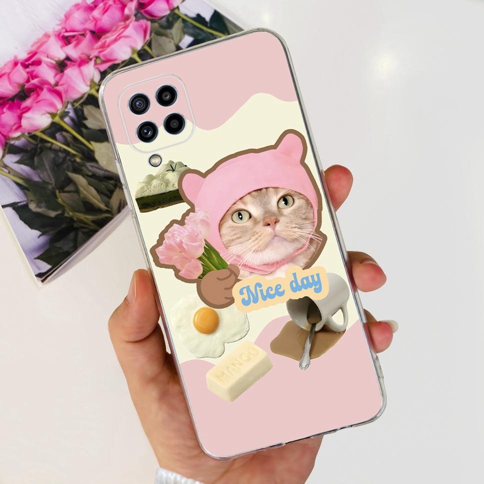 For Samsung Galaxy M32 4G Case New Floral Print TPU Soft Silicon Cover For Samsung M32 M 32 SM-M325FV Cute Cat Phone Case Fundas
