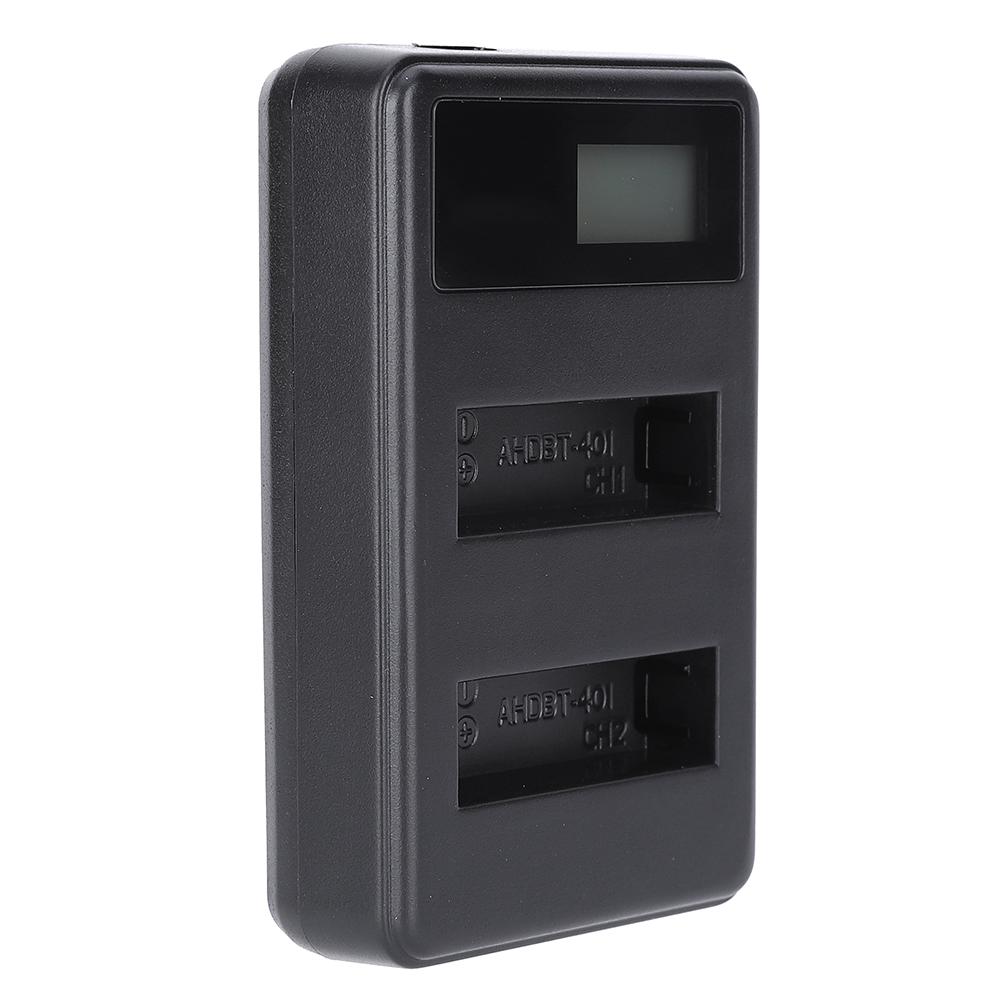 SEIVI  AHDBT 401 Actions Camera Dual Slot Battery Charger with LCD Charging Display for Gopro 4