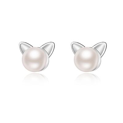 Kedi İnci Küpeler Sevimli Küçük Kedi Küpeler Niş Tasarım Hissi Kulak Piercing Stili