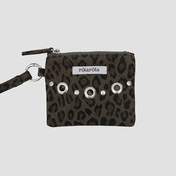 LEOPARD MINI BAG STRAP KEYRING CHARCOAL