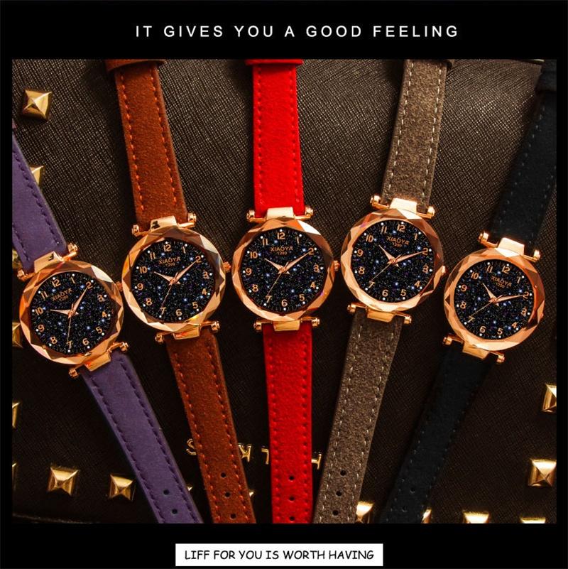 Stylish Women Wristwatch Featuring A Luminous Starry Sky And Rhinestone Details