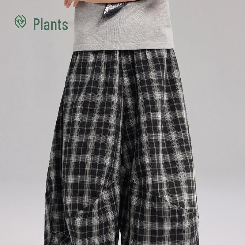Youth Plaid Loose Wide-Leg Casual Pants