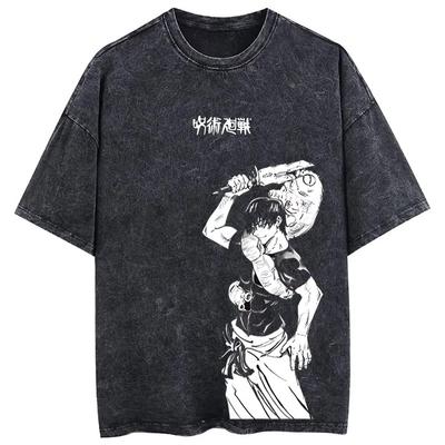 Anime Jujutsu Kaisen Fushiguro Toji Printed T Shirt Men Women Manga Tshirts Washed Cotton Tshirt Harajuku Unisex Tee Streetwear