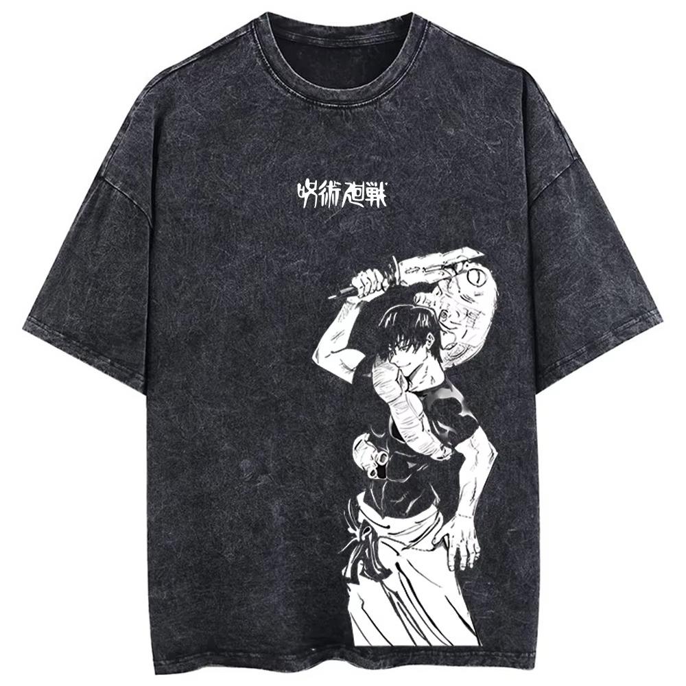 Anime Jujutsu Kaisen Fushiguro Toji Printed T Shirt Men Women Manga Tshirts Washed Cotton Tshirt Harajuku Unisex Tee Streetwear
