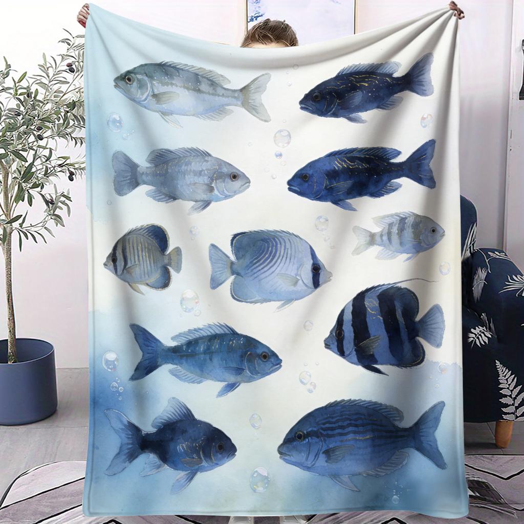 Hot Ocean Fish Soft Blanket Unique Stylish Small Cover Blanket Suitable For Bedrooms Living Rooms Dormitories Cars Offices Nap