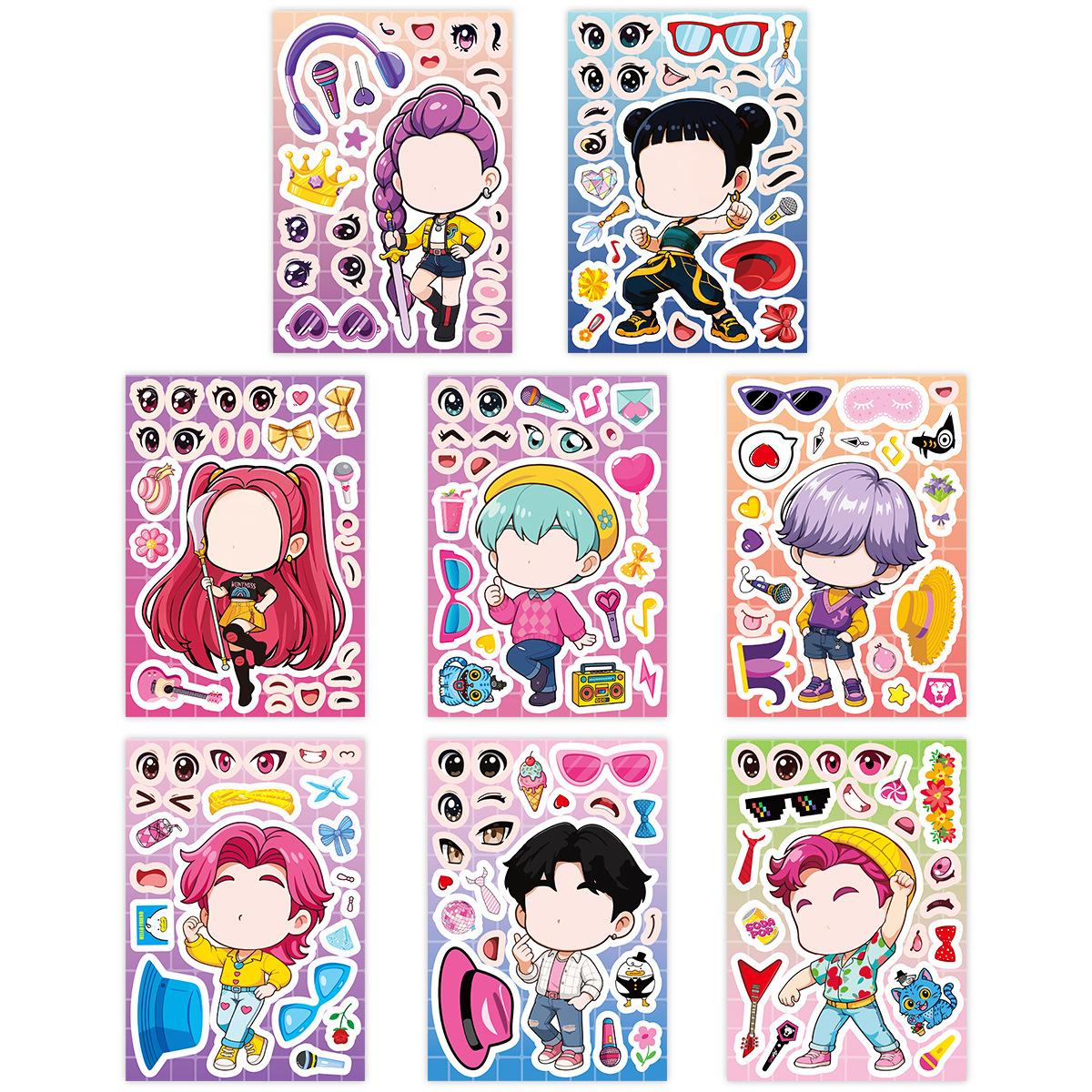 Witch Hunter Party Stickers, Girl Hunter Theme Birthday Party Decoration Gift Box Stickers Puzzle Diy Face Stickers 8 sheets/pack
