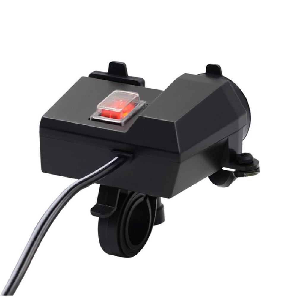 Dc12V Waterproof Motorcycles Handldbar 2Usb Port Adapter Blue Led With Voltmeter