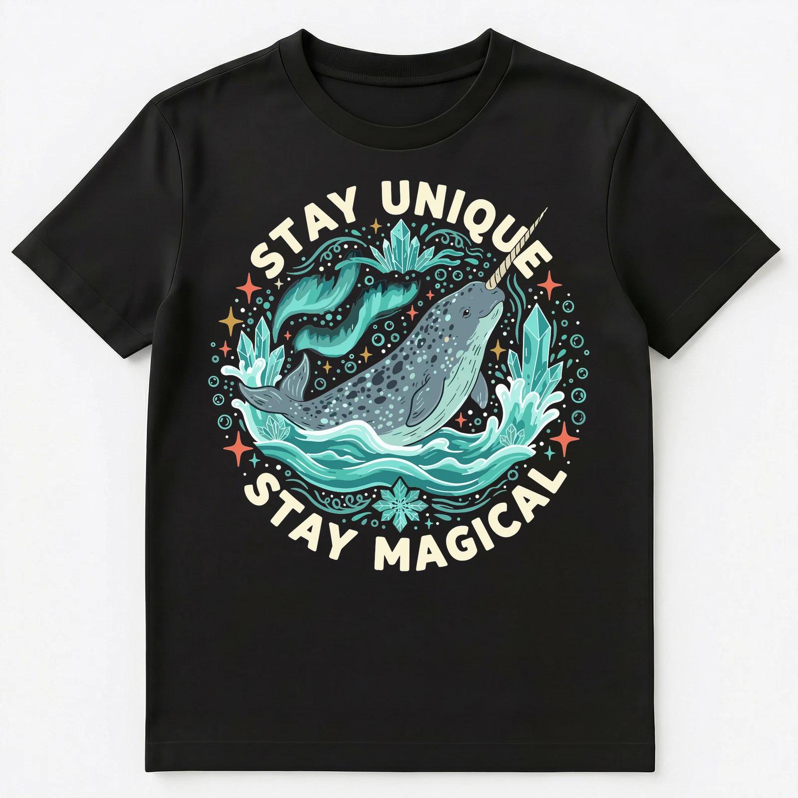 

Stay Unique Magical Narwhal Inspirational Art Unisex T-Shirt S