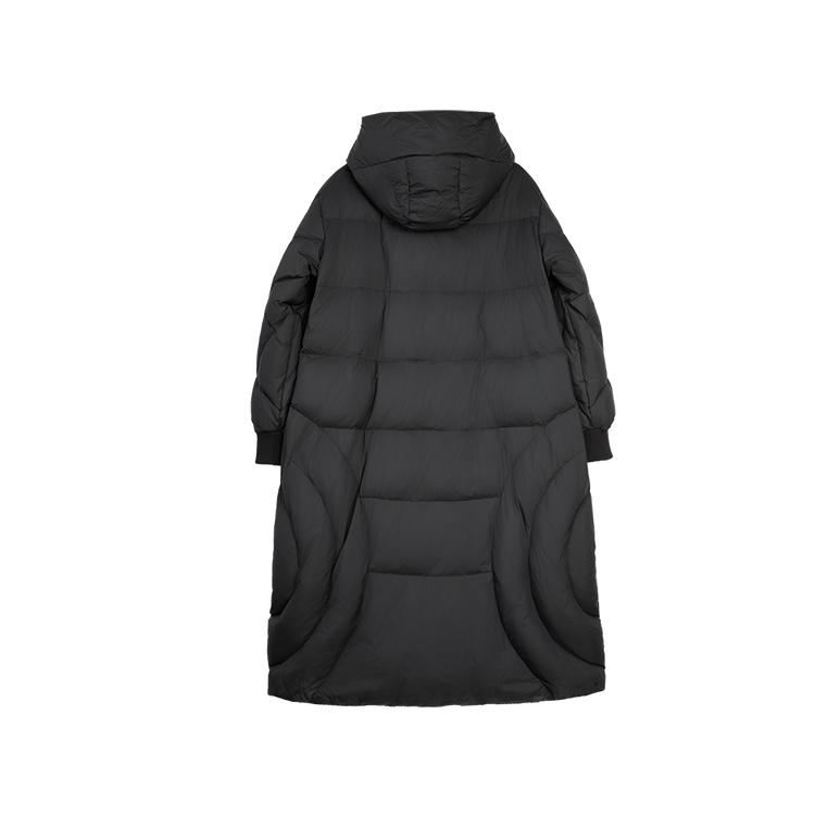 ELLE French Style 90 White Duck Down Basic High Fill Warm Casual Loose Versatile Long Sleeve Hooded Puffer Coat Long Down Jacket EY52128