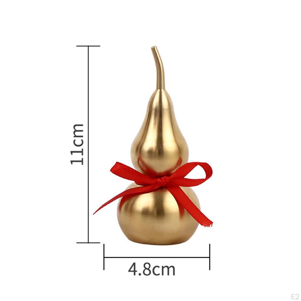 Antique Pure Copper Gourd Sculpture Feng Shui Ornaments Open Lid Arts Chinese Keychain for Home