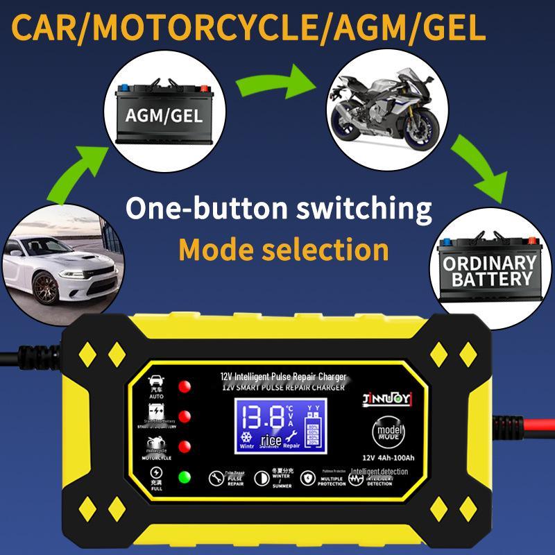 12V 6A Smart Pulse Lead-Acid Battery Charger for Car and Motorcycle