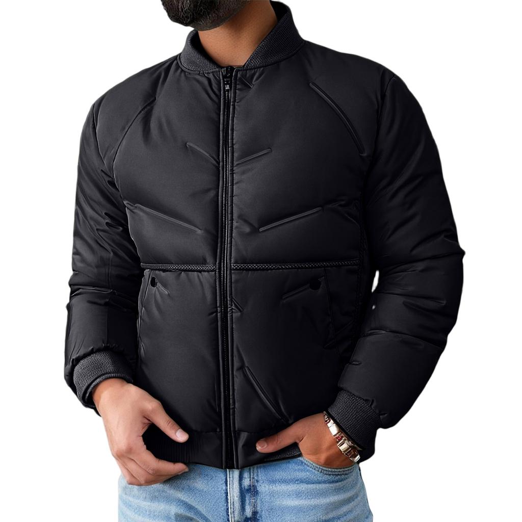 Men's Baseball Collar Thickened Windproof Keep Warm Down Cotton-Padded Jacket Coat