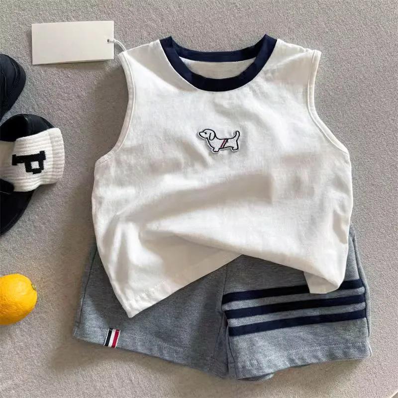 Boys Summer Cotton Sleeveless Tank Top Round Neck Korean Casual Vest 80