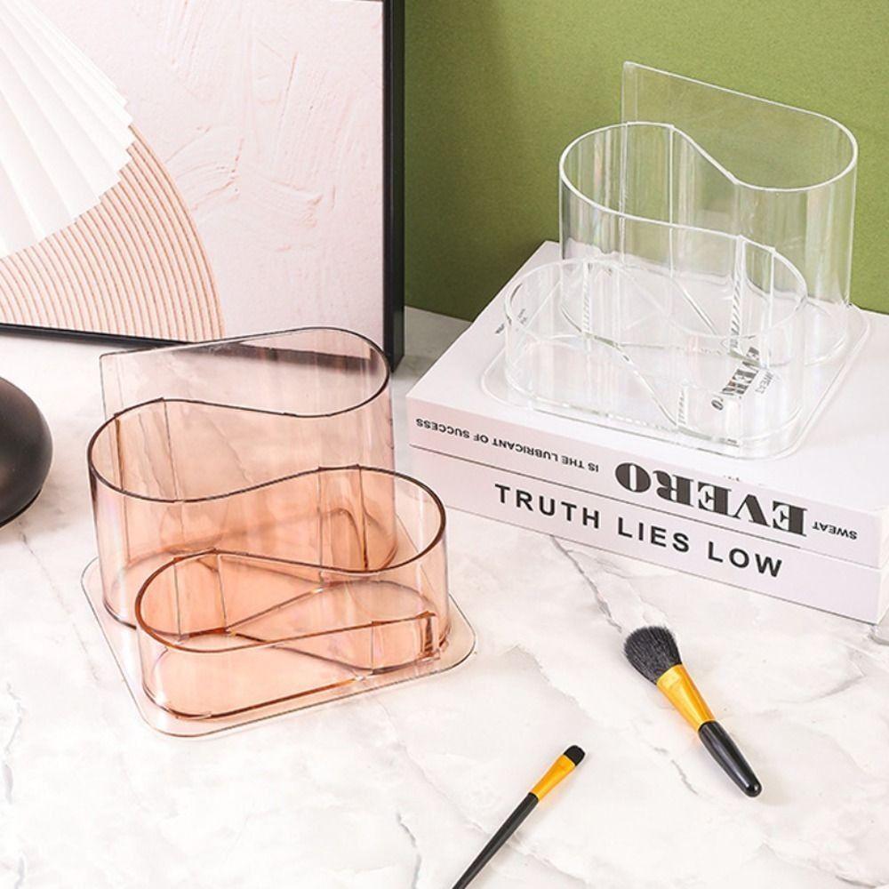 Multifunctional Desktop Cosmetic Storage Box Large Size Plastic Stationery Sorting Box Transparent Pen Holder Home Office