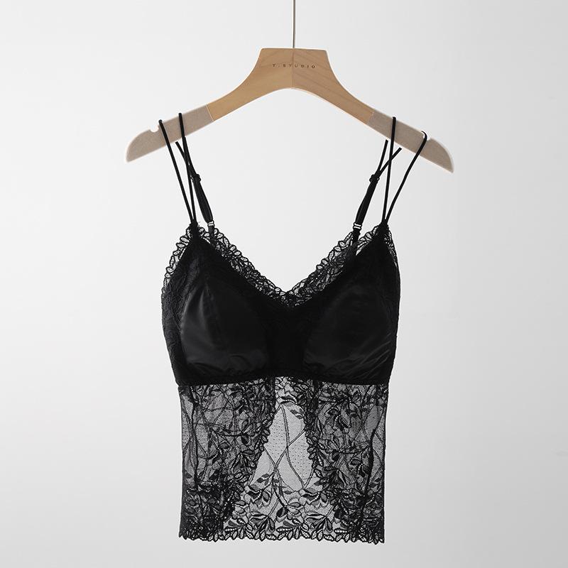 

Французское кружевное жилетное боди с интегрированной фиксированной чашкой и красивой спинкой One size