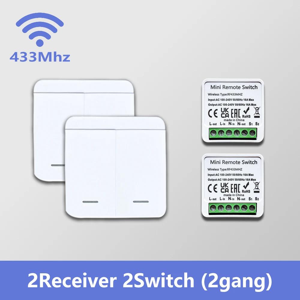433MHz Wireless Smart Wall Switch 4 Styles Of Remote Control AC100-240V 16A Relay Receiver DIY Home Automation Light Switch