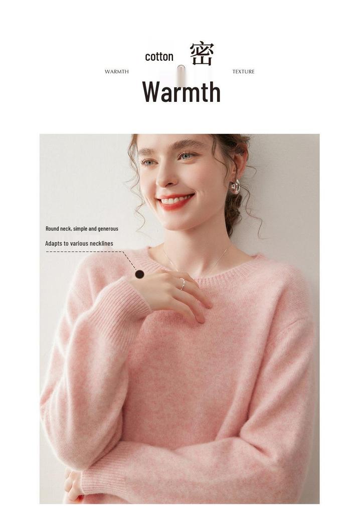 Women's Cashmere Drop Shoulder Sweater - 2025 Autumn/Winter Collection, Thickened Loose Fit, Low Round Neck Pullover.