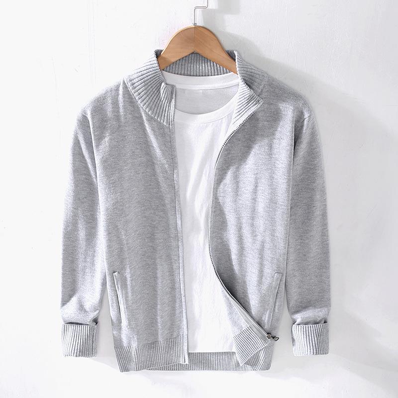 Men's 8503 High Neck Zipper Cotton Sweater - Slim Fit Winter Cardigan