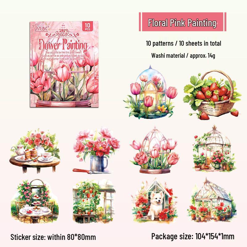 

ZABC Серия стихов «Цветочная тропа»: Ретро Садовые Наклейки для Журнала (10 листов)