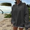 Half Zipper Stand Collar Sweatshirt Women Loose Long Sleeve Hoodie Autumn Winter Solid Color Casual Sport Pullover
