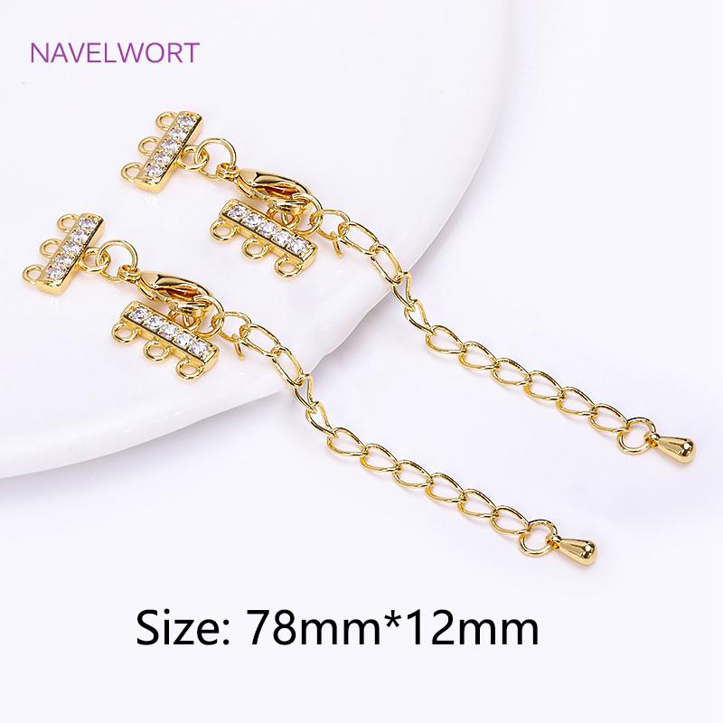 

18K Gold Plated 3 Row Clasps with Lobster Extend Chain For Bracelet Necklace Making Findings,DIY Accessories Wholesale 1 piece