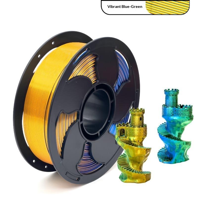 Silk Rainbow PLA Filament 1.75mm 1KG Smooth Color Transition Multicolor 3D Printer Consumable for Industrial Prototyping Use