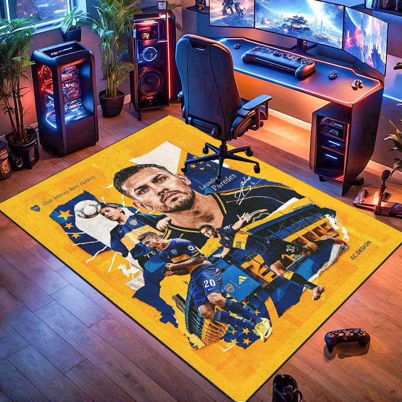 Boca Juniors Player Art Collage Print Area Rug Soccer Fan Non‑Slip Rectangular Floor Mat for Gaming Room Living Bedroom Home Decor