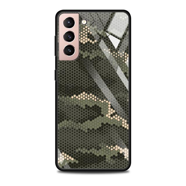 Camouflage Pattern Camo Military Army Glass Case For Samsung Galaxy S21 S20 Ultra S10 Plus Lite S20fe 5g S10e S9 S8 Shell Funda