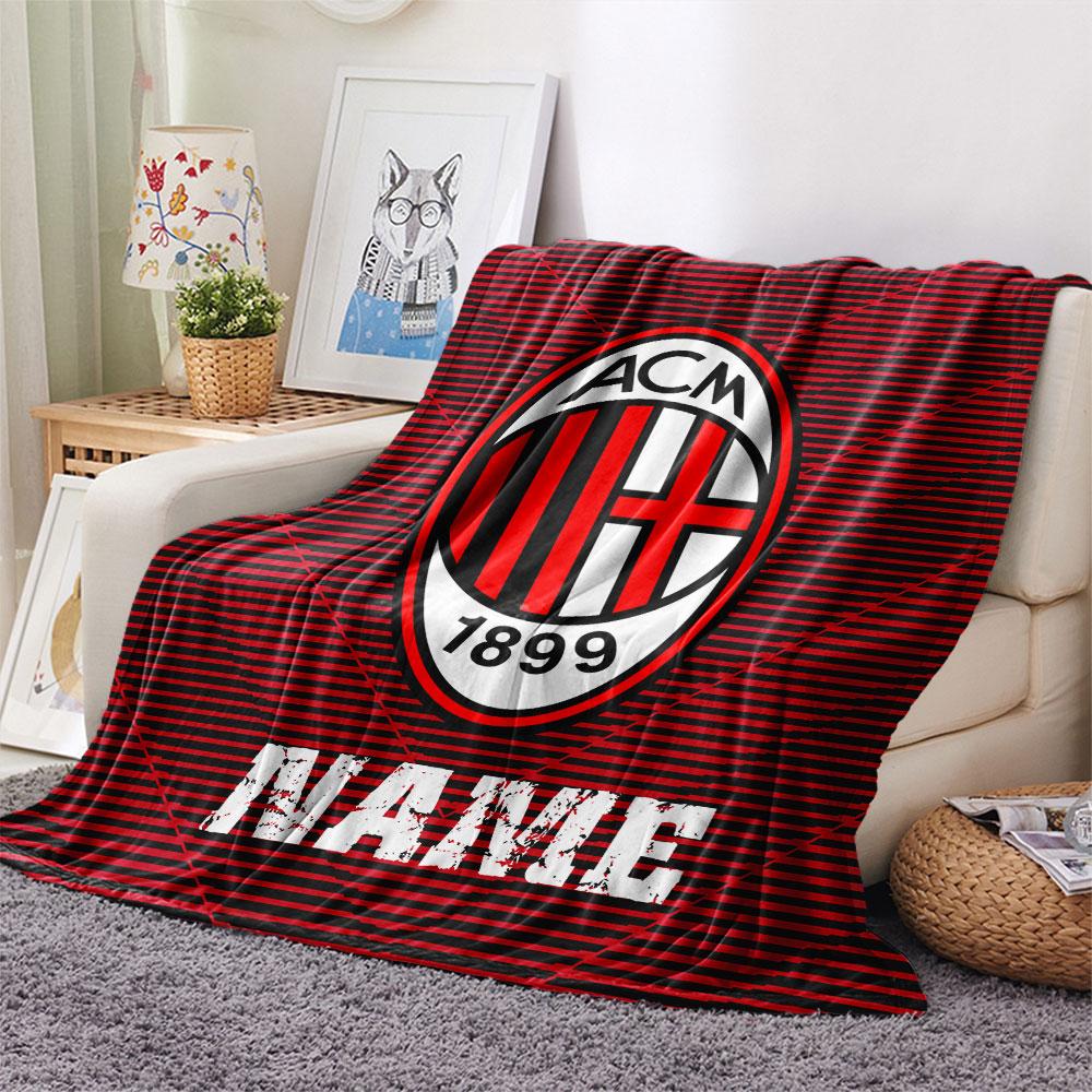 Custom Name,AC Milan Printed Flannel Blanket, Soft Throw for Bedroom Sofa, Washable, Christmas Present, Great Gift.