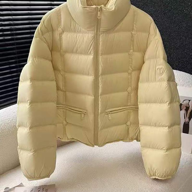Ribs stand-up neck down jacket women's short style, winter fashion scissors style warm bread jacket tide