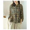 Cotton Linen Women Shirt Vintage Oversized Floral Print Blouses Harajuku Leisure Loose Ladies Casual Button Up Shirts Tops Mujer