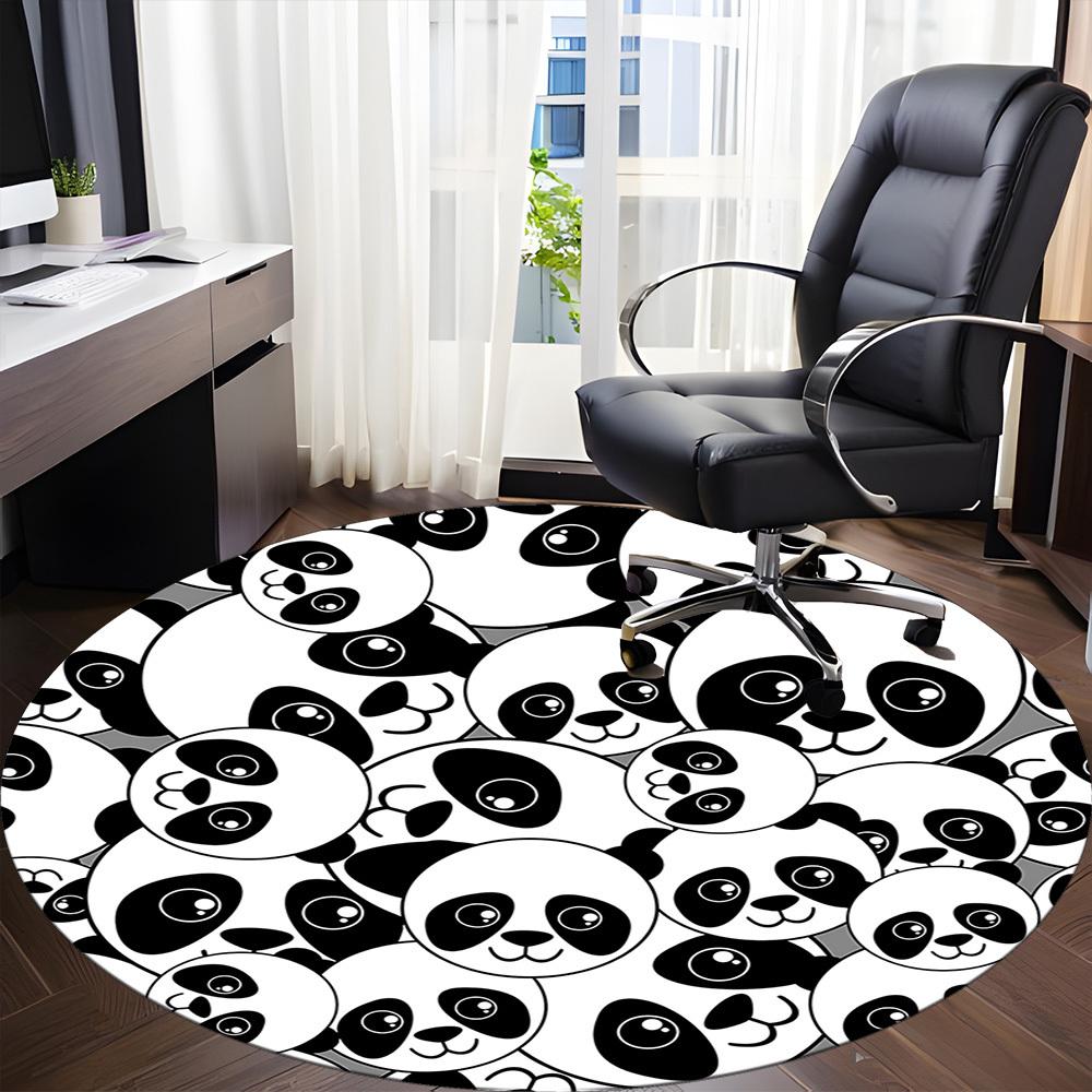 1pc Panda Pattern Office Round Area Rug, Indoor Mat Suitable For Office, Under Office Chairs Bedroom Living Room Home Decor, Room Deco