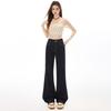 Spring Summer Denim Blue Back Pocket Embroidery Elastic Micro Flare Slim Fashion Denim Pants For Female Casual Pants Oversize Denim Trousers