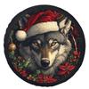 1pc Christmas Wolf Themed Tire Cover | Trendy Universal Wheel Cover, Polyester Material, Suitable For Most Car Wheels