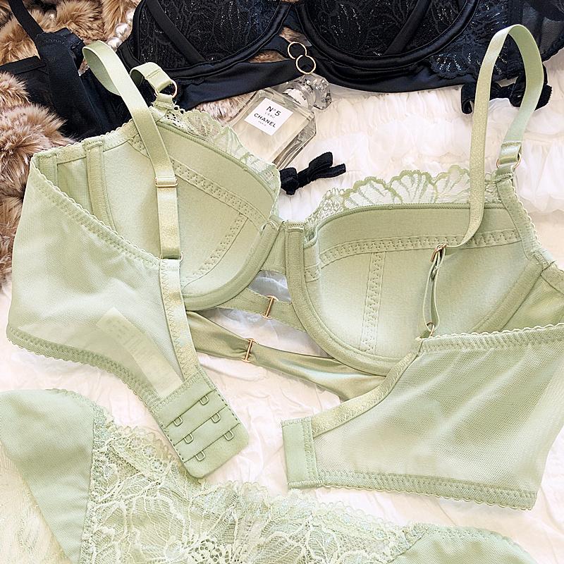 1 Set/French Fashion Women Underwear Set Thin Cup Comfort Bra Set Sexy Lace Flowers Embroidery Lingerie Hollow Push Up Brassiere